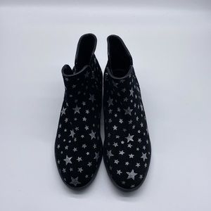 STEVE MADDEN Delila Bootie Black Metallic Glitter Star Ankle Boots